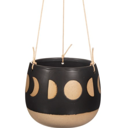 Moon Phases Hanging Planter - Black