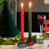 Glass Candle Holder - Midnight Forest Sage Green