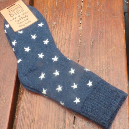 Blue Rib Ladies Star Socks