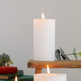 Rustic Pillar Candle Medium-  White