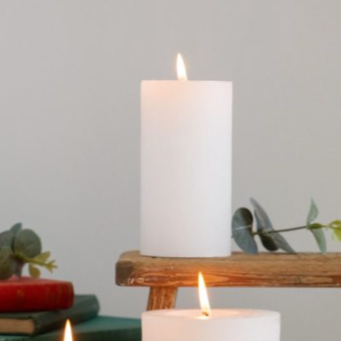 Rustic Pillar Candle Medium-  White