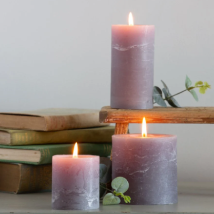 Rustic Pillar Candles - Grey