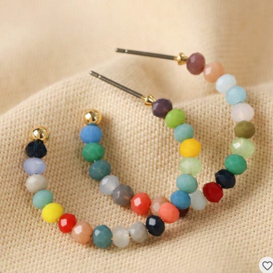 Lisa Angel Small Colourful Beaded Hoop Earrings - Gold