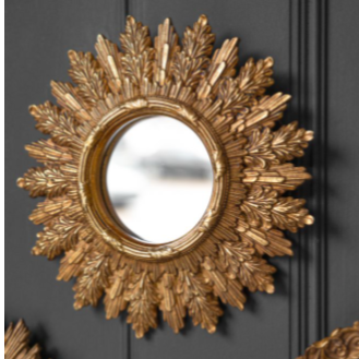 Antique Gold Ornate Leaf Small Mirror