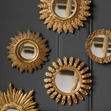 Antique Gold Small Sun Convex Mirror