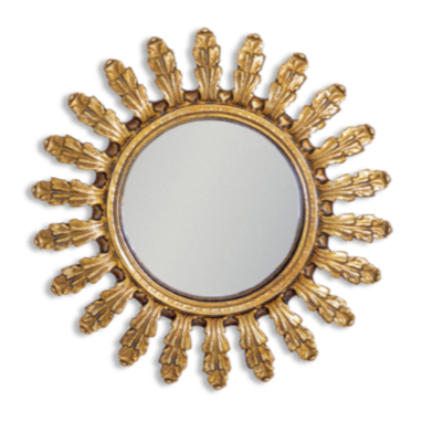 Antiqued Gold Ornate Framed Sun Convex Mirror
