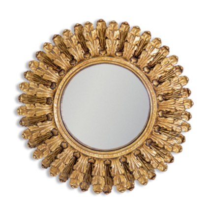Antiqued Gold Ornate Double Framed Convex Mirror