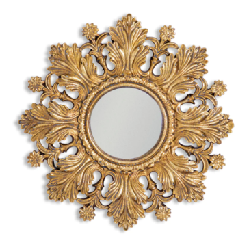 Antique Gold Floral Convex Mirror