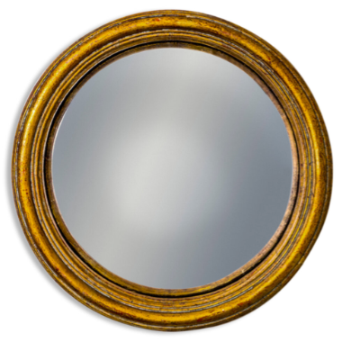 Antiqued Gold Thin Framed Convex Mirror