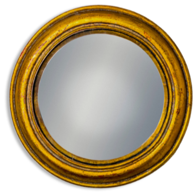 Antique Gold Rounded Frame Convex Mirror