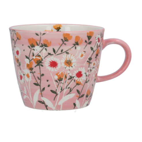 Pink Wild Daisy Stoneware Mug