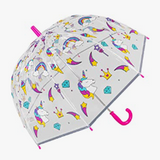 Childrens Multi Unicorn Dome Umbrella - Pink Handle