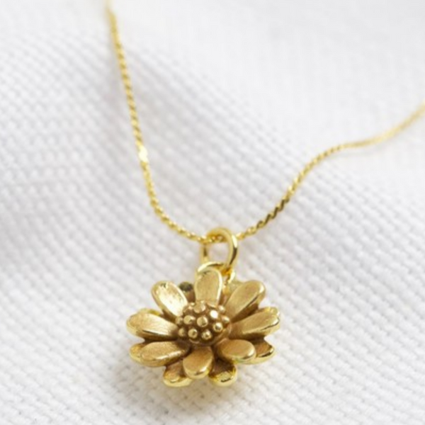 Worn Gold Daisy Necklace