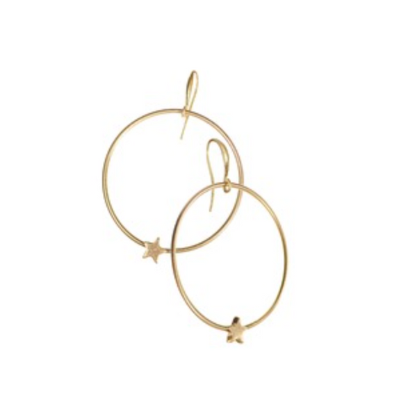 Hot Tomato Star in Orbit Gold Earrings