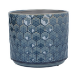 Navy Honeycomb Ceramic Pot