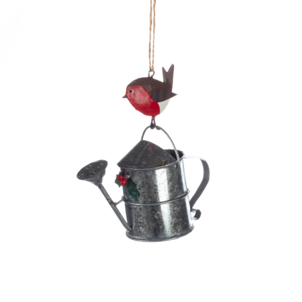 Watering Can with Robin Decoration