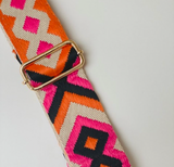 Crossbody Bag  Strap - Embroidered Fuschia