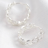 Chain Huggie Hoop Earrings - Silver