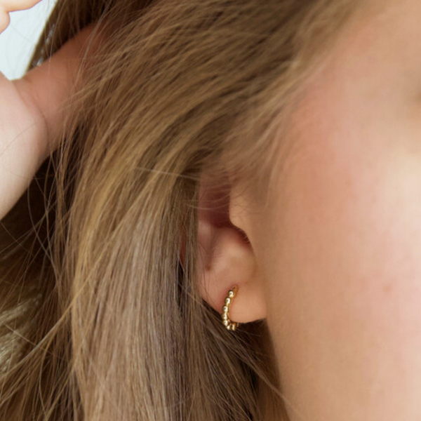 Lisa Angel Dotted Huggie Earring - Gold