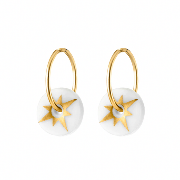 One & Eight Porcelain Gold Star Earrings 15mm