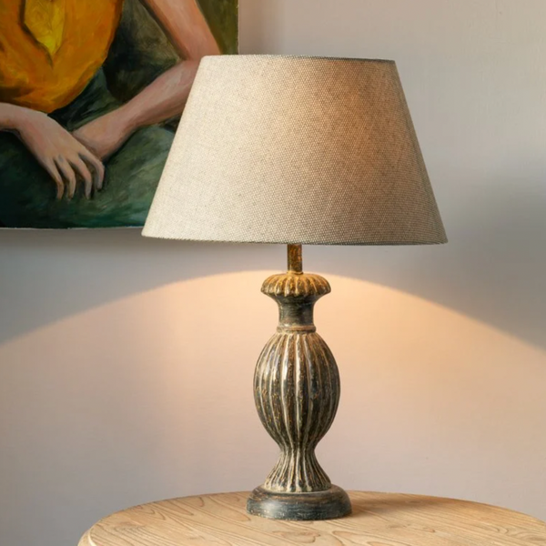 Amelia Stonewash Lamp with Grey Shade