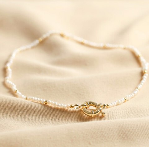 Lisa Angel Pearl Beaded Necklace - Gold