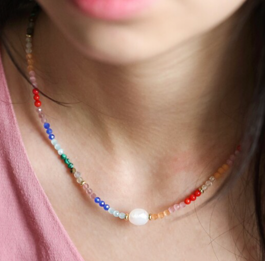 Pearl discount rainbow necklace