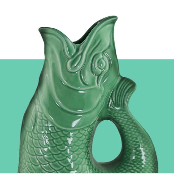 Ceramic Gluggle Jug - Sea Green