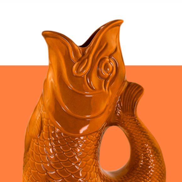 Ceramic Gluggle Jug - Orange