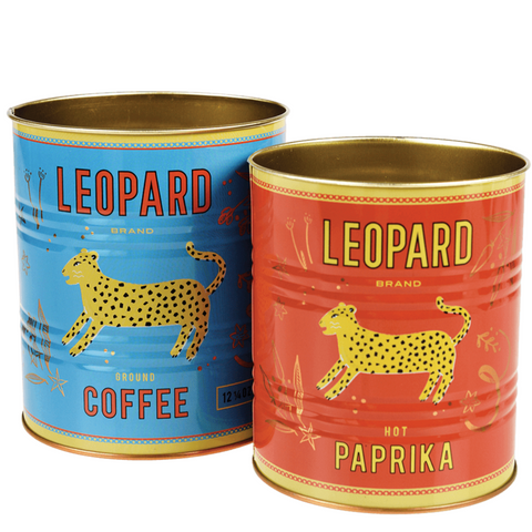 Vintage Inspired Jumbo Leopard Storage Tins