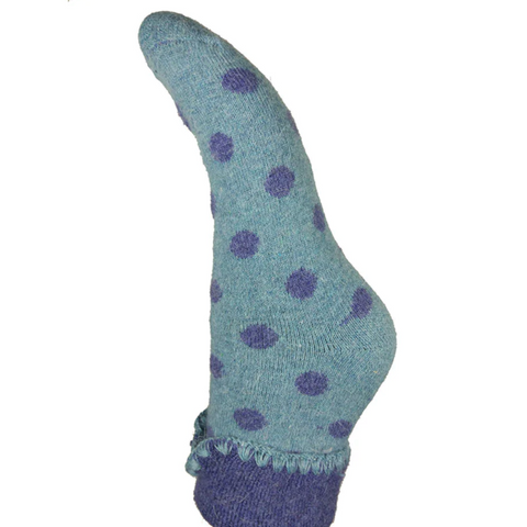 Blue Cuff Socks With Blue Spots