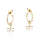 Big Metal Octavia T-Bar Tiny Hoop Earrings