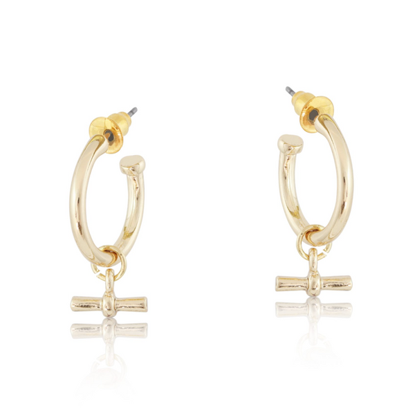 Big Metal Octavia T-Bar Tiny Hoop Earrings