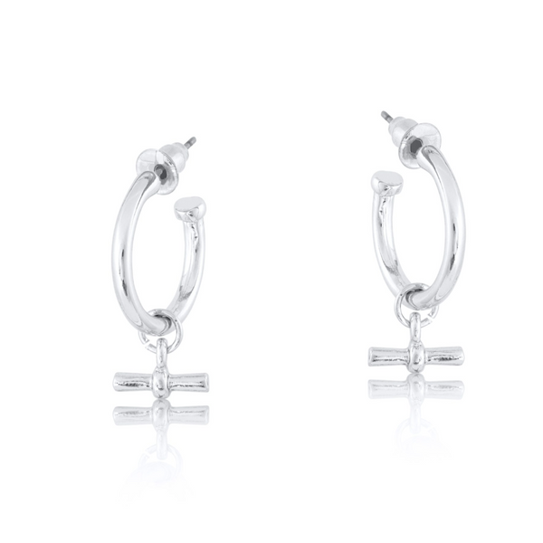 Big Metal Octavia T-Bar Tiny Hoop Earrings