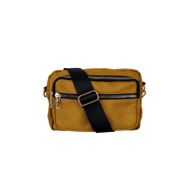 Black Colour Vanda Crossbody bag - Mustard