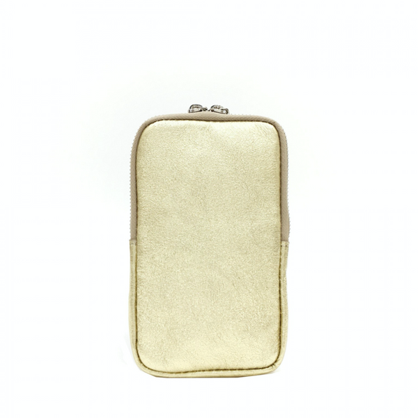 Metallic Leather Phone Pouch Crossbody