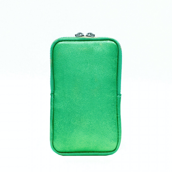 Metallic Leather Phone Pouch Crossbody