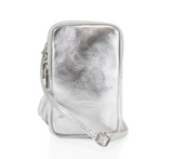 Metallic Leather Phone Pouch Crossbody