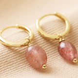 Lisa Angel Strawberry Quartz Stone Hoop Earrings