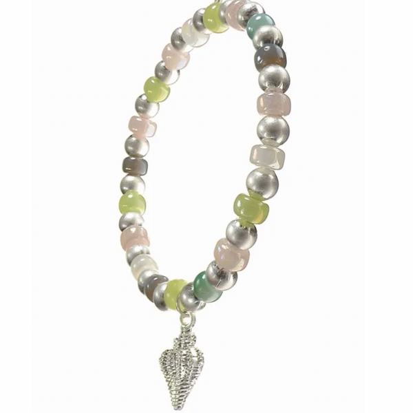 Iridescent collective Elasticated Bracelet - Multi/Silver