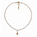 Faux Pearls with Shell Charm Necklace - Nat/Gold