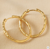 Lisa Angel Textured Hoop Earrings - Gold