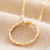 Hammered Halo Pendant Necklace in Gold