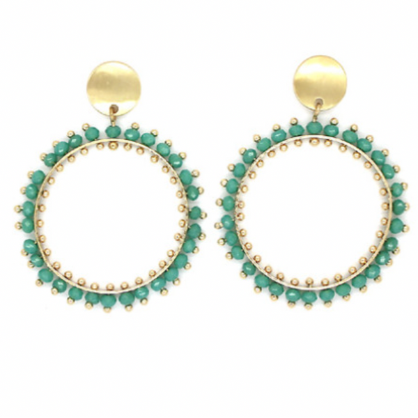 Double Round Drop With Glass Beads
