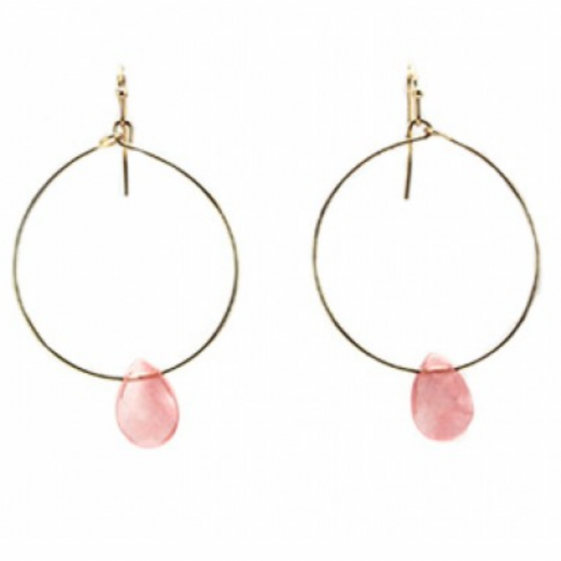 Isles & Stars Stone With Round Wire Earrings - Gold