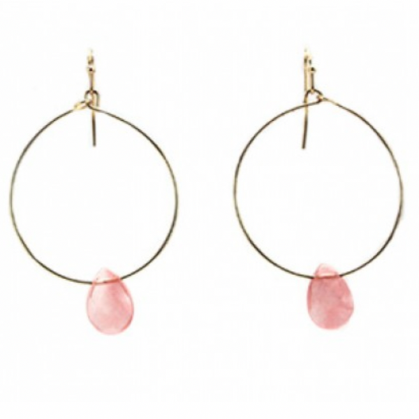 Isles & Stars Stone With Round Wire Earrings - Gold
