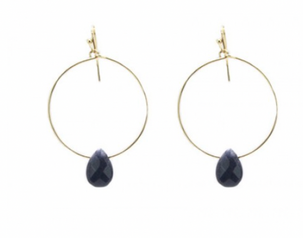 Isles & Stars Stone With Round Wire Earrings - Gold