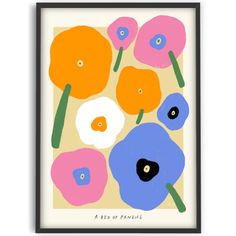Madelen A Bed Of Pansies Framed Print