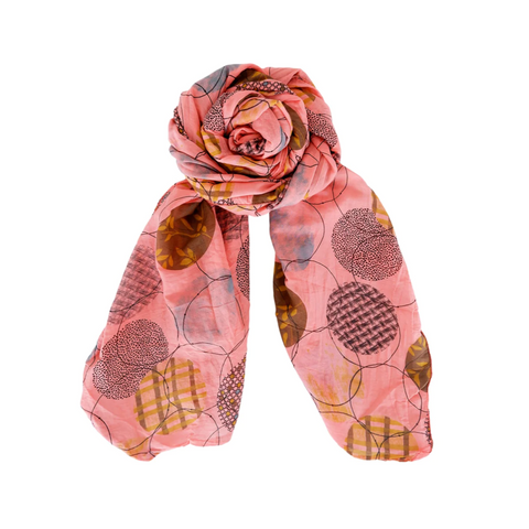 Black Colour Bubbles Scarf - Coral