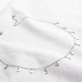 Lisa Angel Silver Stainless Steel Star & Moon Charm Necklace